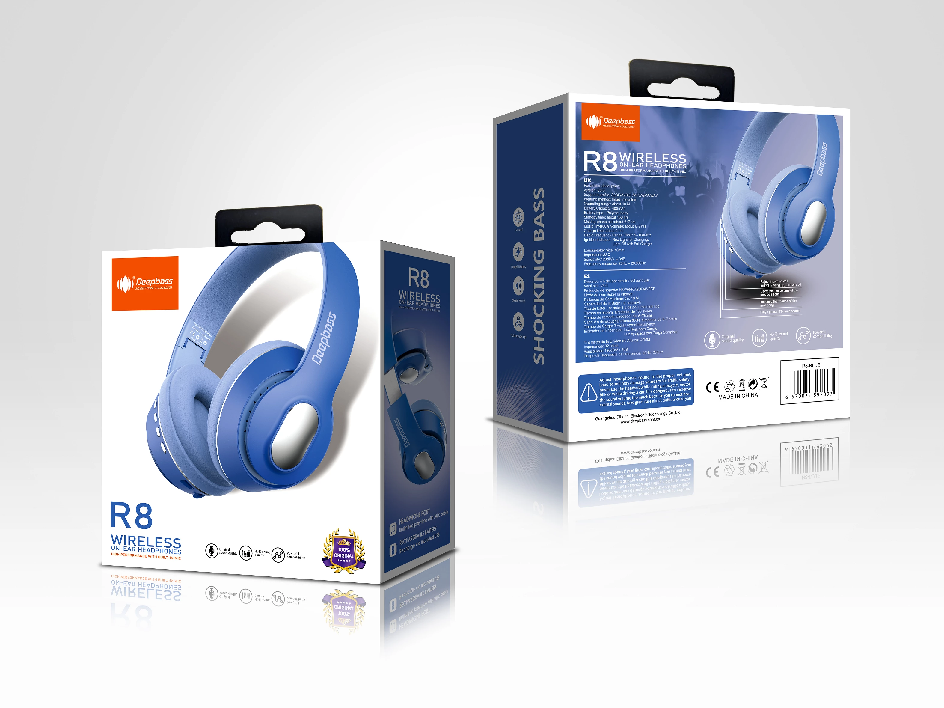 Auriculares Diadema inalámbricos Deepbass R8 - 5 Colores