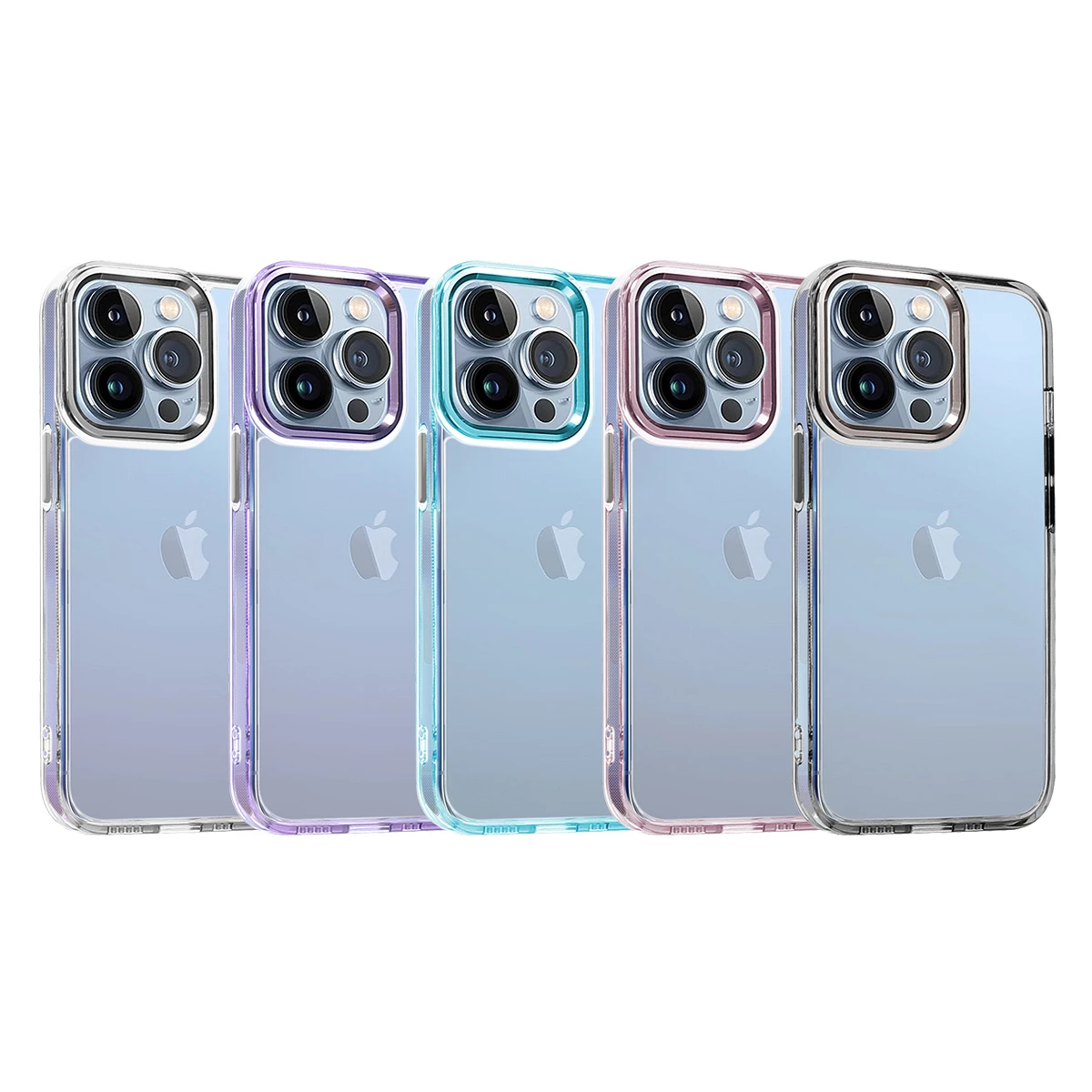 Funda Premium Transparente con Aluminio para Iphone 12 Pro 5-Colores