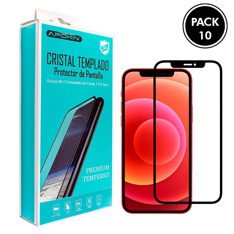 Pack-10) Cristal templado Full Glue 9H Xiaomi Redmi Note 9 Protector