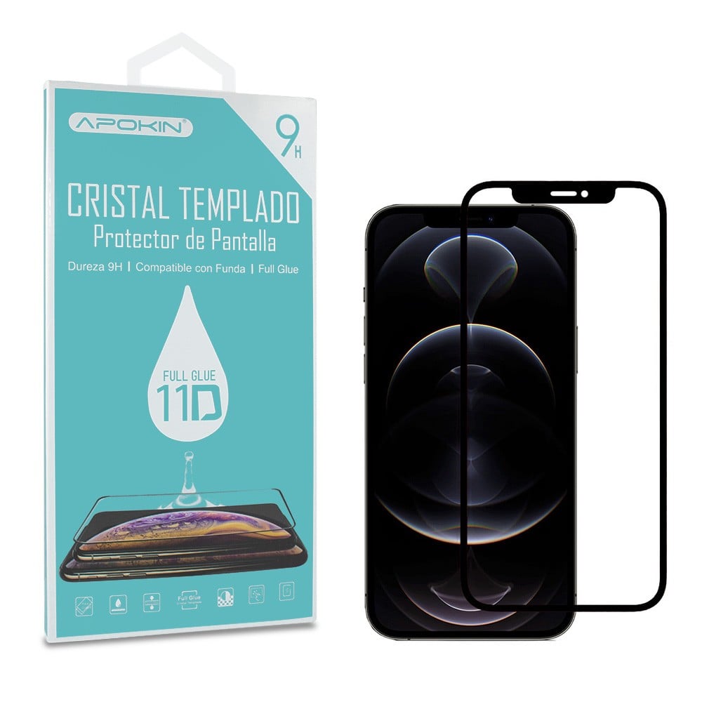 Protector Cristal Templado Completo 5d Full Glue Negro Iphone 12